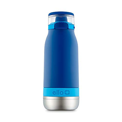 Ello Emma 14oz Vacuum Insulated Stainless Steel Kids Water Bottle with Straw and Built-in Carrying Handle and Leak-Proof Locking Lid for School Backpack, Lunchbox and Outdoor Sports, Touchdown Blue - color: Touchdown Blue