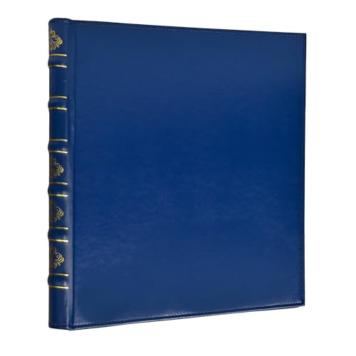 LETVPVOW Vintage Hardback 3 Ring Binder 1 Inch, Professional Leather Binder 3 Ring, Three Ring Binders Fits 8.5" x 11", D Ring Binders for Photo Album, Home, School and Office Supplies- Blue - color: Blue