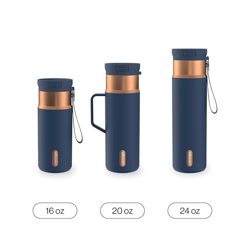 Contigo SnapSeal 709.8ml(24온스) 스테인리스 스틸 진공 단열 물병, 누출 방지 자동 닫힘 뚜껑, 휴대용 스트랩 및 재사용 가능한 빨대, BPA 프리 및 납 프리, 식기세척기 사용 가능 - color: 어비스 브론즈, size: 24온스