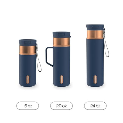 Contigo SnapSeal 709.8ml(24온스) 스테인리스 스틸 진공 단열 물병, 누출 방지 자동 닫힘 뚜껑, 휴대용 스트랩 및 재사용 가능한 빨대, BPA 프리 및 납 프리, 식기세척기 사용 가능 - color: 어비스 브론즈, size: 24온스