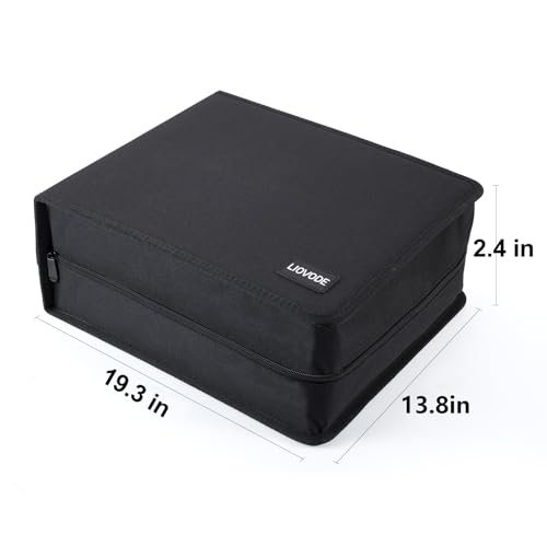 LIOVODE DVD Case 200 DVDs and 100 Booklets Capacity, CD/Blu-ray Storage Binder Case with Booklet Inserts Media Organizer Holder Black Blu ray Wallet for Car (200 Capacity) - size: 200 Capacity
