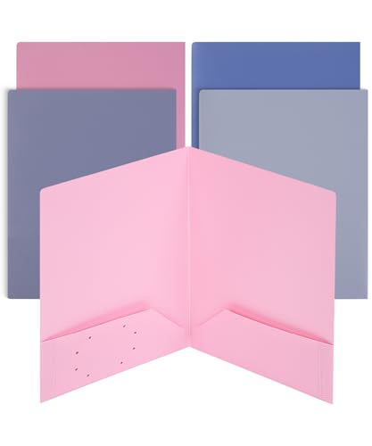 Mr. Pen- Plastic Folders with Pockets, 5 pcs | Aesthetic File Folder with Business Card Slot, 2-Pocket Folder, Back to School, Office, Filing Supplies - color: Lavender Twilight Colors, size: 5 Pack