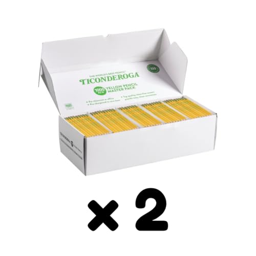 Ticonderoga Wood-Cased Pencils, Pre-Sharpened, 1000/Box, 2 Boxes | 2 HB Soft, Yellow, 2000 Pencils Total, X13100 - size: 1 Count (Pack of 2000)