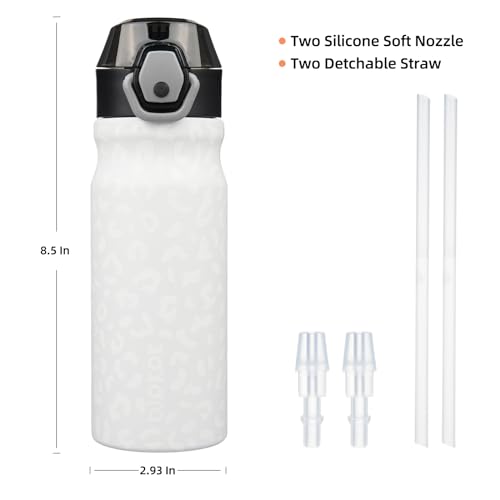 BJPKPK Water Bottle with Straw 18oz Insulated Water Bottles Reusable Stainless Steel Metal Thermal Flask with Leak Proof Lockable Lid and Carry Handle,Cream Leopard - color: Cream Leopard, size: 18 Ounces