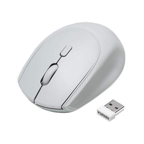 YUNZII C2 Wireless Mouse,2.4GHz Cute Silicone Noiseless Wireless Computer Mouse, Quiet Clicks, 3 Adjustable DPI, 1600 DPI Optical Tracking, Portable Ergonomic Mice for Laptop/PC/Mac (Gray) - color: Gray