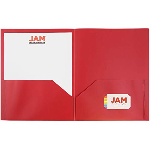 JAM PAPER Plastic 2 Pocket POP Folders - Durable School Folders - Red - 6/Pack - color: Red, size: 6 Per Pack
