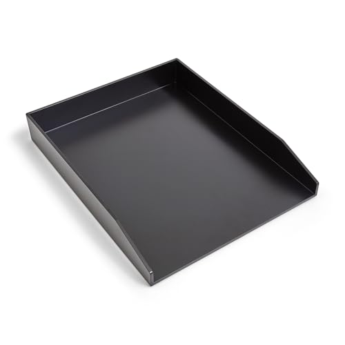 Staples Front‑Load Stackable Plastic Letter Tray, Black, 2‑Pack – Desktop Paper Organizer for Office Files & Documents - size: 1 Pack, style: Letter Tray (Front-Load)