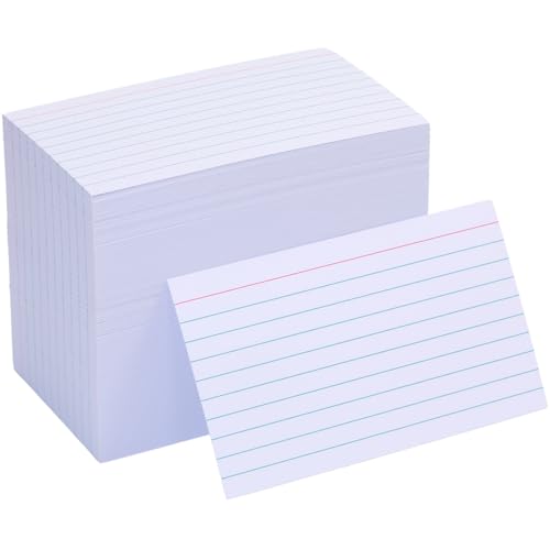 Extra Heavyweight 3x5 Inch Ruled Index Cards, Made of 92lb Weight Thick Paper Ruled Notecards, Double Sided Thick Flash Cards for Note-Taking, Studying, Ideal for School, Home and Office - 400 Count - style: 3X5IN - 400Count