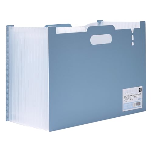12-Pocket Expanding File Organizer, Portable Office Receipt & Contract Organizer, A4/Letter Size Document Holder with Labeled Dividers. (Blue) - color: Blue