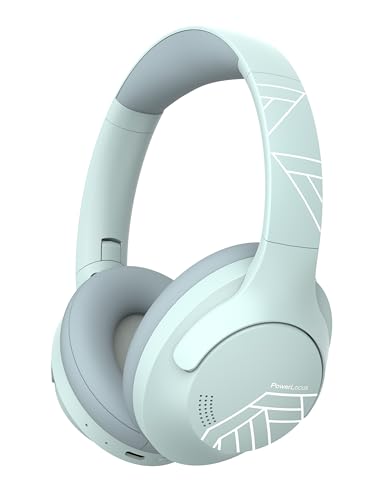 PowerLocus Bluetooth Headphones Over Ear, 50H Playtime with 4 EQ Modes Wireless Headphones with Microphone, HiFi Stereo Deep Bass, Soft Ear Cups, Foldable Lightweight Headset for Travel/Office/Workout - color: Mint