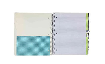 Meggan's Warehouse Carolina Pad Studio C the Hair of the Dog Collection College Ruled Poly Cover 5-Subject Spiral Notebook (Fox on Blue Stripes, 150 Sheets, 300 Pages)
