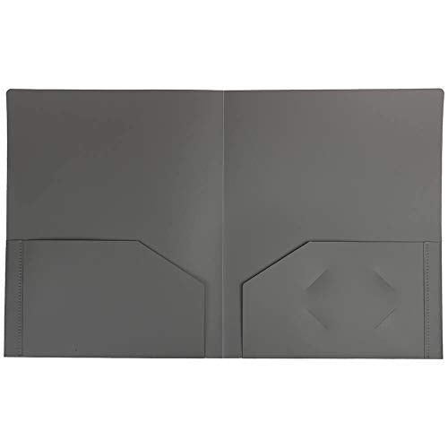 JAM PAPER Heavy Duty Plastic 2 Pocket Extra Tough School Folders - Grey - 6/Pack - color: Grey, size: 6 Per Pack