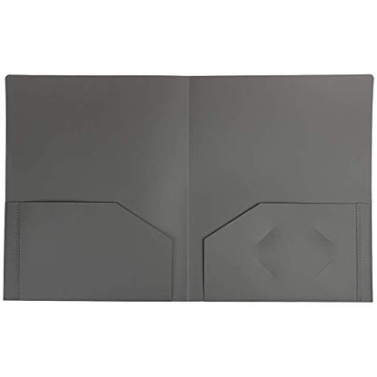 JAM PAPER Heavy Duty Plastic 2 Pocket Extra Tough School Folders - Grey - 6/Pack - color: Grey, size: 6 Per Pack