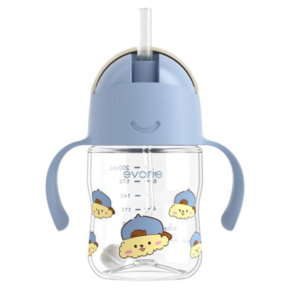Evorie Tritan Weighted Straw Cup Baby Training Cup, Spill Proof, 7 Oz, 6M+ | BPA & BPS-Free, First learning cup, 360° drinking, Dishwasher safe, Durable Sippy Cup, Puppy Blue - color: Puppy Blue