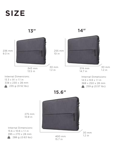Lenovo Urban Laptop Sleeve 14 Inch for Laptop/ Notebook/Tablet Compatible with MacBook Air/Pro Water Resistant - Charcoal Grey - size: 14 inch