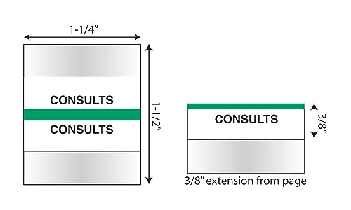 Tabbies 54523 Consults Medical Chart Index Tabs, 100 Pack, Green 1.25 x 0.5 in Self-Adhesive Patient File Divider Tabs for Records & Folders - style: Consults