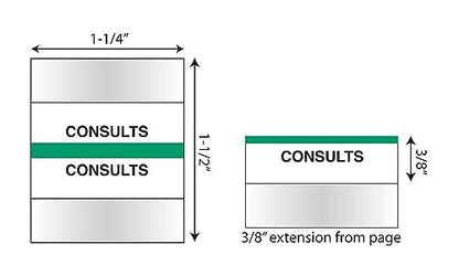 Tabbies 54523 Consults Medical Chart Index Tabs, 100 Pack, Green 1.25 x 0.5 in Self-Adhesive Patient File Divider Tabs for Records & Folders - style: Consults