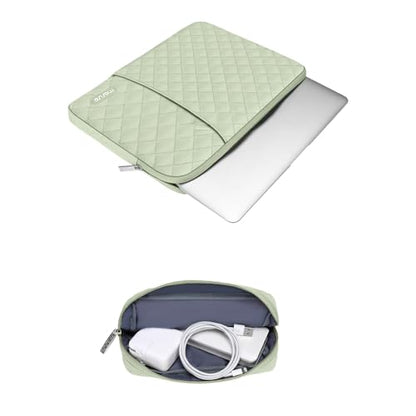 MOSISO Laptop Case 16 inch, 15-15.6 inch Laptop Sleeve Compatible with MacBook Pro 16, HP Dell Acer ASUS Lenovo Notebook, Square Quilted Vertical Computer Bag with Pocket&Small Case, Sage Green - color: Sage Green, size: 16 inch