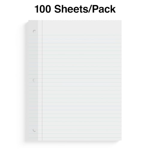 Staples Wide Ruled Filler Paper, 8" x 10.5", White, 100 Sheets/Pack, 3/Pack