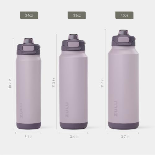 ZULU Powerfill Pro 24oz Stainless Steel Water Bottle with Quick Fill Lid, Triple Walled Vacuum Insulated Metal, Leak Proof Locking Lid, Sip and Chug, Reusable BPA Free, Amethyst - color: Amethyst, style: 24oz