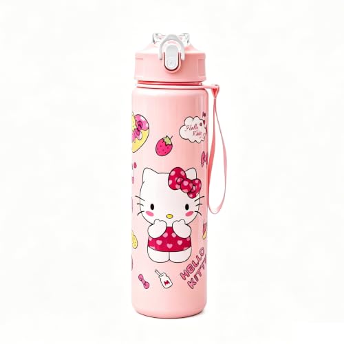 Cartoon Huntrix Water Bottle for Girls, 25oz Leak Proof with Straw Lid, Gifts for Girls (Kitty) - color: Kitty