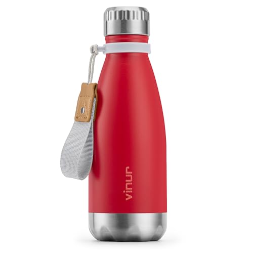 Kids Water Bottle-12 oz Leak Proof Insulated Water Bottle with Carry Rope | Double Wall Vacuum Insulated Bottle for Travel, School, Cola Shape Flask with Carry Rope for Boys and Girls (Canyon Red) - color: Canyon Red, size: 12 Ounces