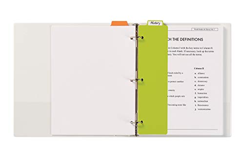Avery Snap-in Bookmark Plastic Dividers for 3 Ring Binders, 5-Tab Set, Multicolor with White Labels, 1 Set (24908) - style: 1 Set