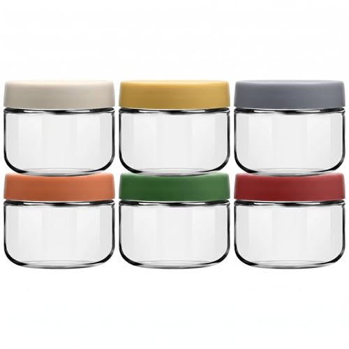EONJOE 8 oz Small Glass Containers with Lids, Food Storage Jars, 6pk | Perfect for Chia Pudding Jam Snacks Yogurt Overnight Oats Candy ,Dishwasher safe,Airtight - size: 8oz