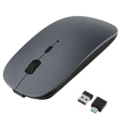 HOTDREAM Bluetooth Wireless Rechargeable Mouse for MacBook Pro/Air/iPad Air/iPad Pro/Laptop/Tablet/iPhone/PC, Bluetooth 5.2/3.0 and 2.4GHz Dual Mode Mouse (Gray) - color: Gray