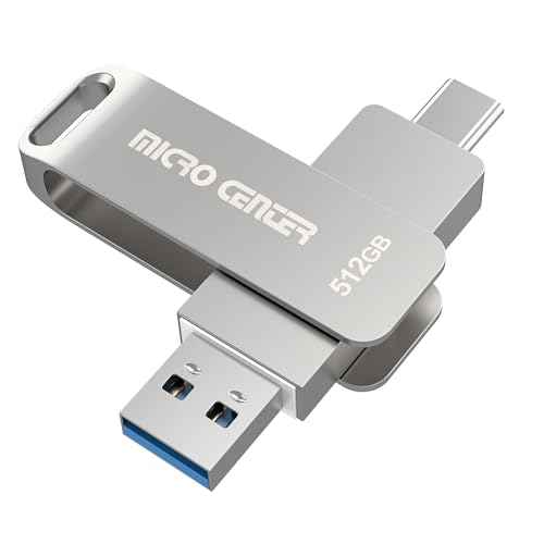 Micro Center SuperSpeed 512GB USB 3.2 Dual Drive Type-C & OTG Type-A 2-in-1 up to 400MB/s Swivel Metal Flash Drive Memory Storage Stick for Android Phones Tablets Mac Laptop - color: 512GB