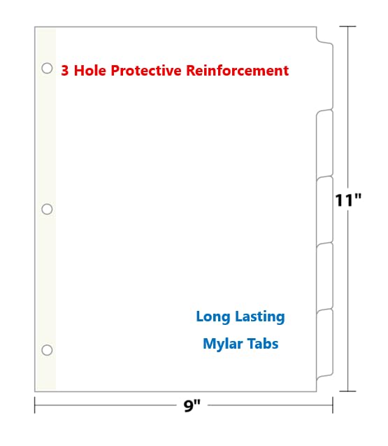 Bulk Custom Binder Dividers (Tabs) – Personalized White Plastic Index Divider Tabs with Your Text – 1/4 Cut, 1/5 Cut, 1/6 Cut – 100, 200 & 300 Sets (100, 1/4 Cut) - size: 1/4 Cut