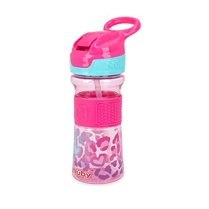 Nuby Thirsty Kids Flip-It No-Spill Toddler Sippy Cup with Soft Spout - 12 oz - 18+ Months - Pink Leopard - Back to School Essentials - color: Pink Leopard, size: 12 Ounces