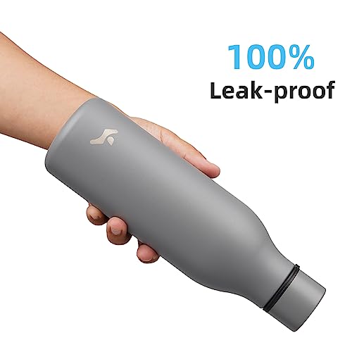Konokyo Insulated Water Bottle with Strap,18 oz Double Wall Stainless Steel Vacuum Bottles Metal Water Flask,Gray - color: Gray, size: 18 Ounces