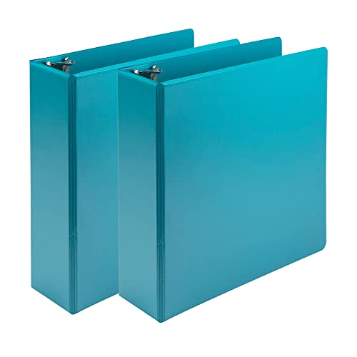 Samsill Earth’s Choice™, Durable Fashion Color 3 Ring View Binder, 3 Inch Round Ring, Up to 25% Plant Based Plastic, Eco-Friendly, USDA Certified Biobased, Turquoise, Value 2 Pack (U86877) - color: Turquoise, size: 3", style: 2 Pack