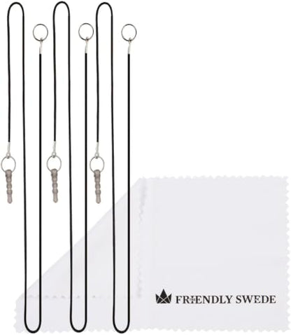 The Friendly Swede Extra Long Stylus Pen for Touchscreen — Set of 3 Thin-Tip High Precision Capacitive 7.3" Stylus Pens - Including Elastic Lanyards, 3 Replaceable Tips & Cleaning Cloth - Black - color: Black