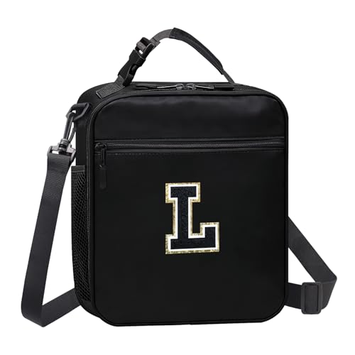 Lunch Bag Women Girls Boys Kids Lunch Box for Men Work Picnic School Travel, Large Insulated Lunch Tote Bags for Food Container Cooler with Water Bottle Holder Handheld Shoulder Strap Black L - color: 03-Black L