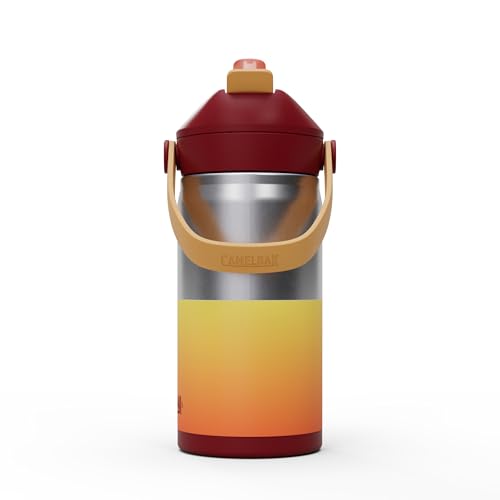 CamelBak Thrive Flip Straw Kids Insulated Stainless Steel Water Bottle with Bite Valve, Spill Resistant Easy Sip Design for School and Play, 12oz, Orange Sunset - color: Orange Sunset