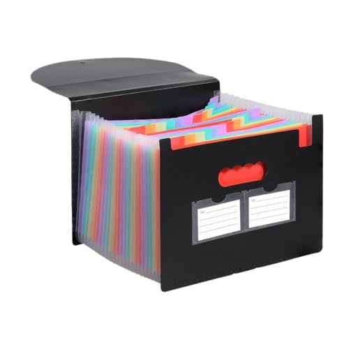 A4 Letter Size Accordion Expanding File Folder with 25 Pockets, Portable Monthly Bill Receipt Tax Document Organizer Holder, Comes with Blank Classification Labels, Black - color: Black, size: 25