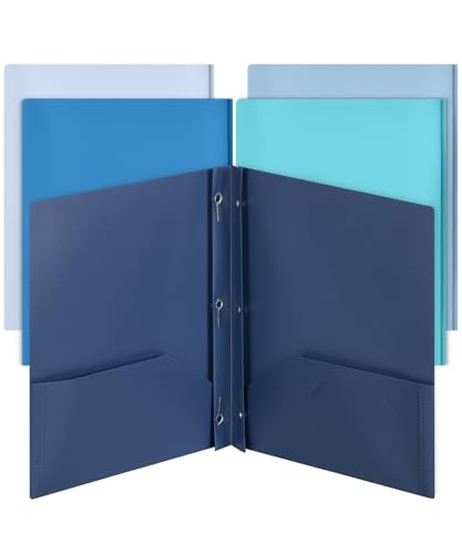 Mr. Pen- Plastic Folders with Pockets and Prongs, 5 Pack, Letter Size | Blue Shades, Flexible Plastic Folders with Prongs - color: Blue Shades, size: 5 Pack