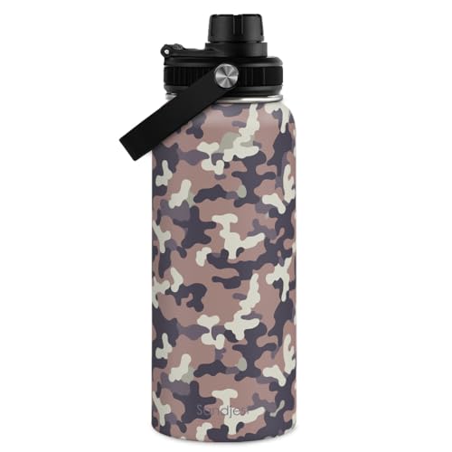 Camouflage Insulated Stainless Steel Water Bottle 32oz, Vacuum Chug Lid Travel Tumbler for Men Friends Dads Grandpa, Birthday Christmas Fathers Day (Desert Camo) - color: Camouflage 4