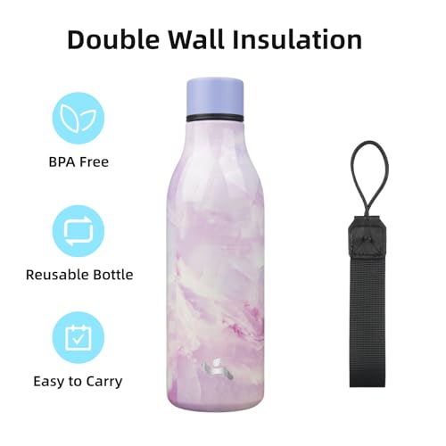 Konokyo Insulated Water Bottle with Strap,18 oz Double Wall Stainless Steel Vacuum Bottles Metal Water Flask,Dawn - color: Dawn, size: 18 Ounces