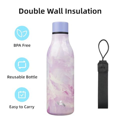 Konokyo Insulated Water Bottle with Strap,18 oz Double Wall Stainless Steel Vacuum Bottles Metal Water Flask,Dawn - color: Dawn, size: 18 Ounces
