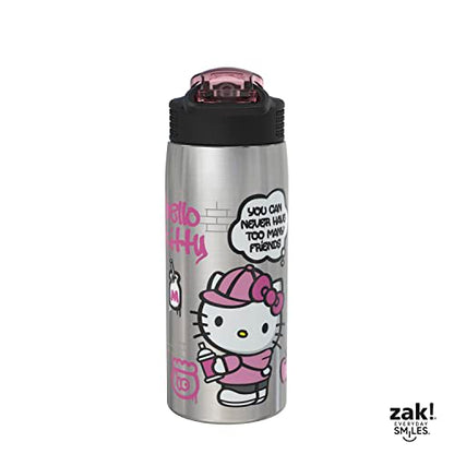 Zak Designs Sanrio Water Bottle for Travel and At Home, 19 oz Vacuum Insulated Stainless Steel with Locking Spout Cover, Built-In Carrying Loop, Leak-Proof Design (Hello Kitty) - color: Hello Kitty
