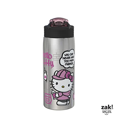 Zak Designs Sanrio Water Bottle for Travel and At Home, 19 oz Vacuum Insulated Stainless Steel with Locking Spout Cover, Built-In Carrying Loop, Leak-Proof Design (Hello Kitty) - color: Hello Kitty