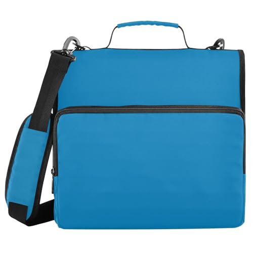 3 Rings Organizer Binder with Handle and Removable Shoulder Strap Waterproof Portfolio Binder for School Blue - color: Blue