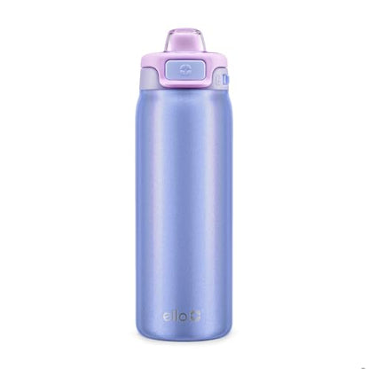 Ello Pop & Fill 18oz Stainless Steel Kids Water Bottle with Quick Fill Lid | Vacuum Insulated BPA Free Bottle with Leak Proof Straw and Chug Lid, Dishwasher Safe, Gift For Kids Teens, Purple Holo - color: Shiny: Purple, size: 18 Ounces