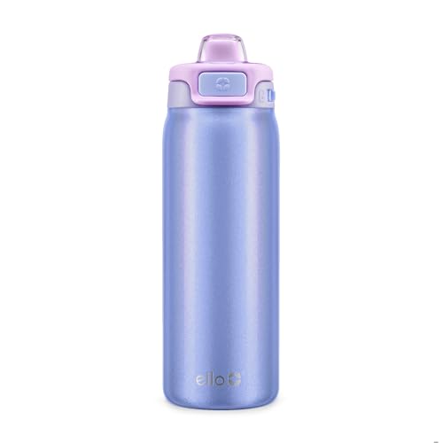 Ello Pop & Fill 18oz Stainless Steel Kids Water Bottle with Quick Fill Lid | Vacuum Insulated BPA Free Bottle with Leak Proof Straw and Chug Lid, Dishwasher Safe, Gift For Kids Teens, Purple Holo - color: Shiny: Purple, size: 18 Ounces
