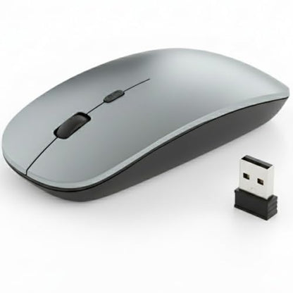 Wireless Mouse, Ergonomic 2.4G Optical Wireless Mouse with 4 Buttons, 800/1200/1600 DPI, Portable Mouse with USB Receiver for Laptop, MacBook, Desktop - Grey - color: GREY