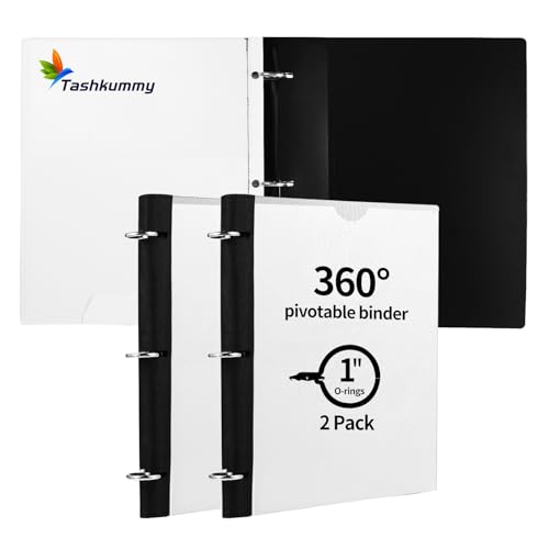 360° Pivotable 3 Ring Binder, Upgraded Foldable Binders 1 inch 2 Pack, Thin Small Three Ring Binder Fits 8.5" x 11", for Home, School and Office Binders Supplies - White - color: White, style: 2 PCS Customizable Cover