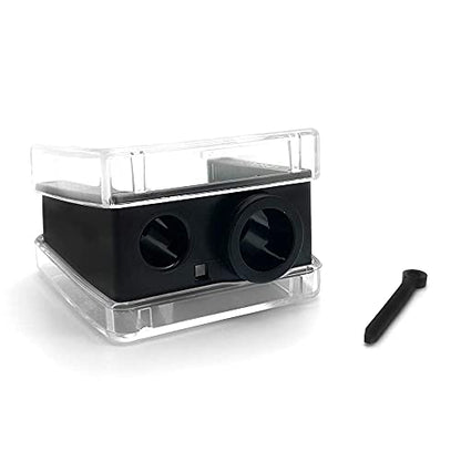 Palladio Double Barrel 3 in 1 Cosmetic Pencil Sharpener with Cover, Stainless Steel Blade, Size Adjuster, Essential for Small and Extra Large Lip Liner, Eyeliner, Brow Pencils